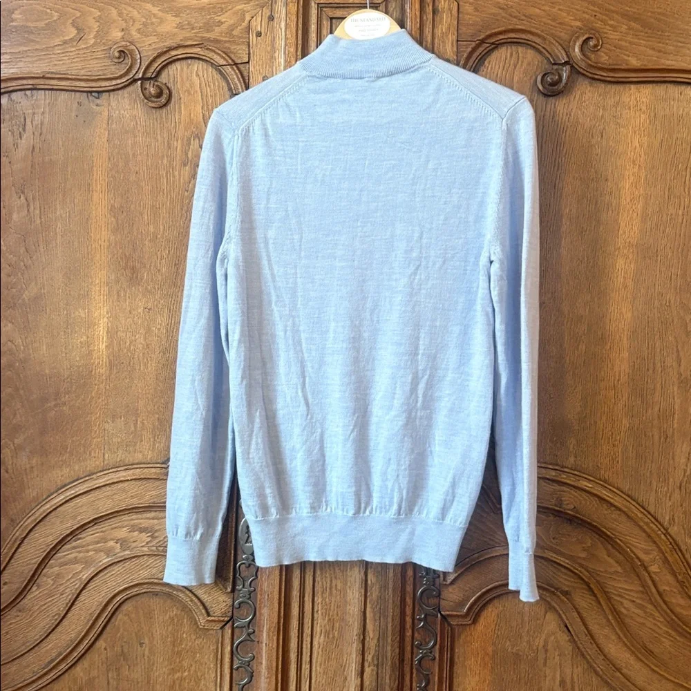 Charles Tyrwhitt Merino Wool Quarter Zip Mock Neck Blue Sweater